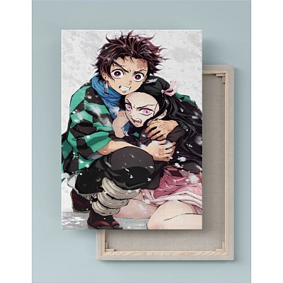 Quadro Decorativo Canvas Demon Slayer Tanjiro e Nezuko 01